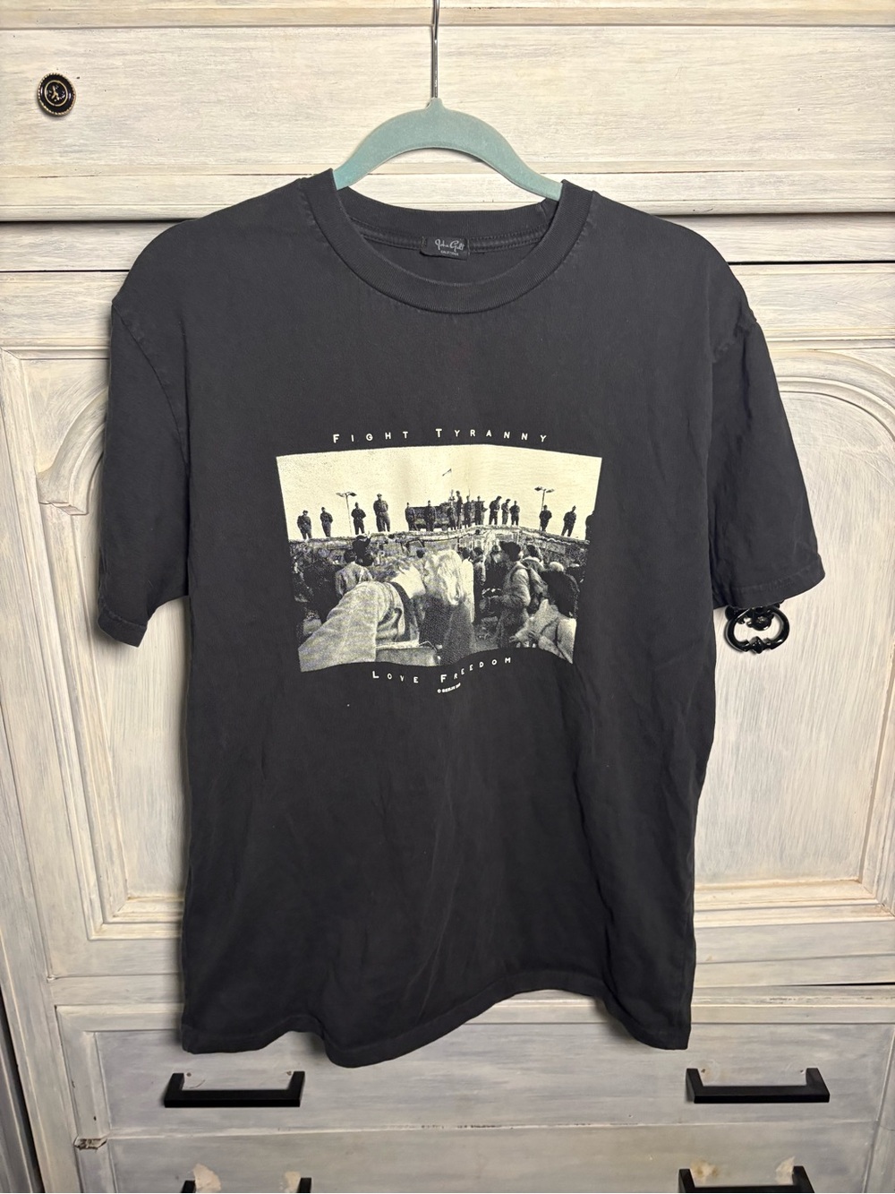 John Galt Black Fight Tyranny Love Freedom Berlin Oversized Graphic Tee